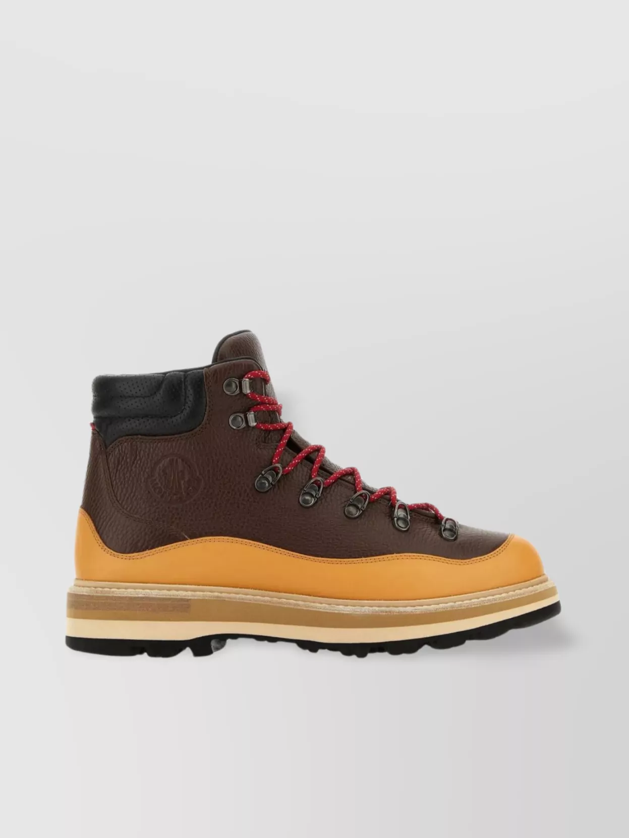 Shop Moncler Peka Trek Leather Ankle Boots In Brown