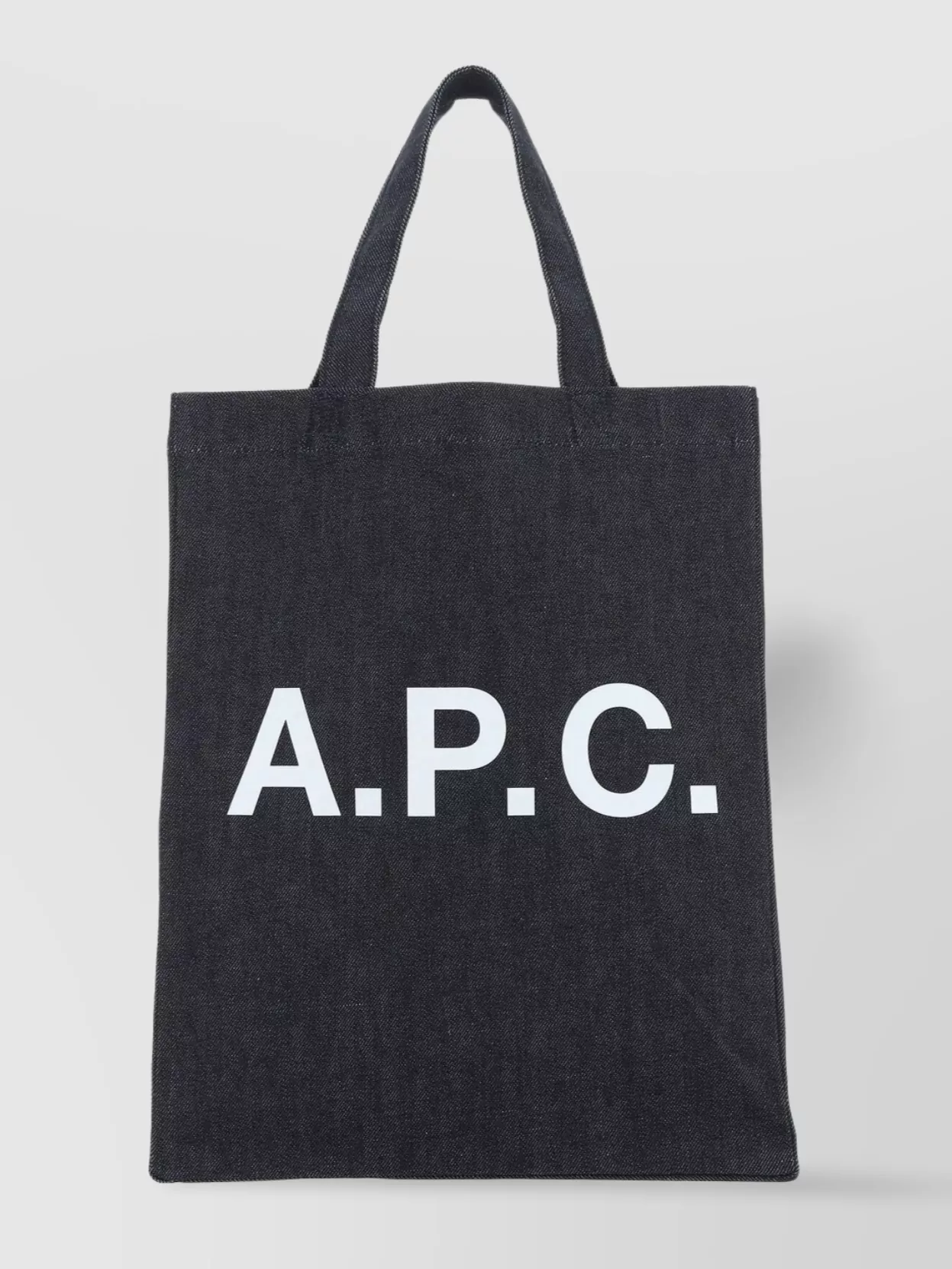 Shop Apc Denim Tote Bag With Flat Fabric Handles In Black