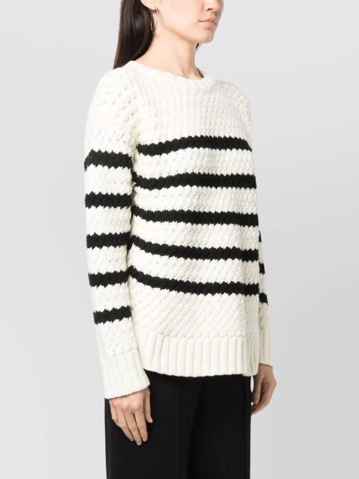 Alanui Textured Knit Striped Crew Neck Sweater