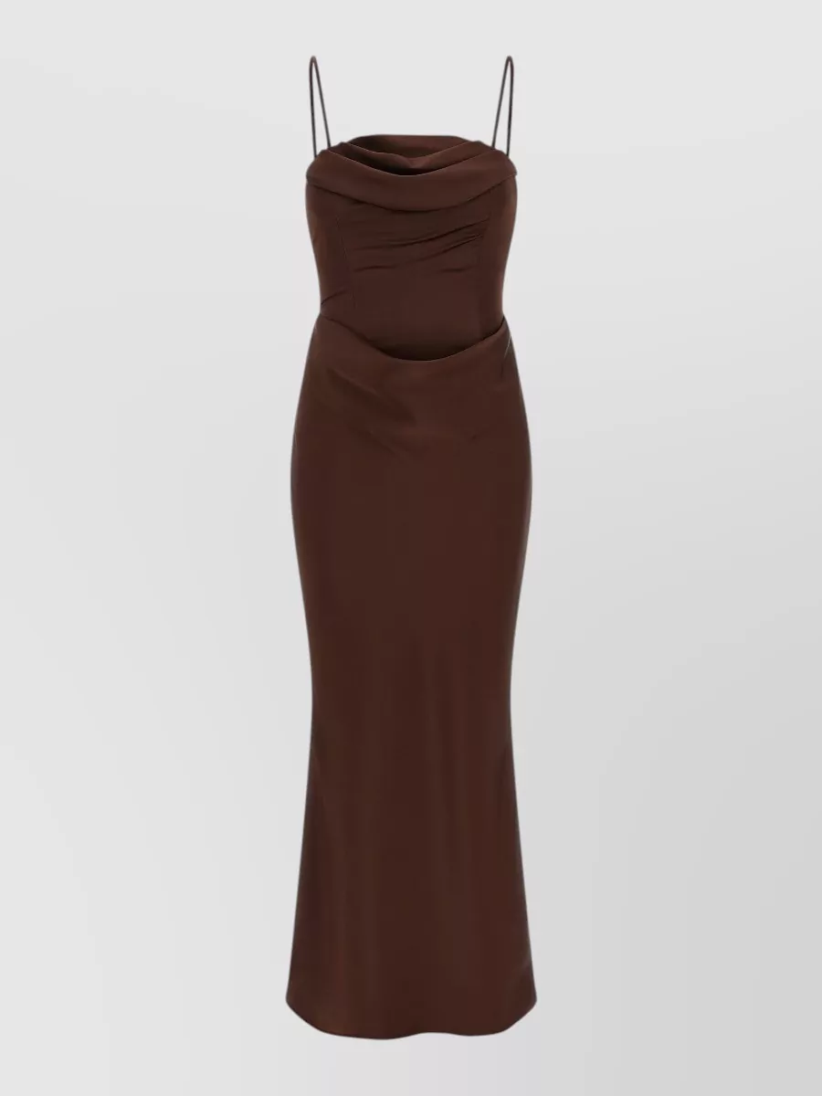 Rotate Birger Christensen satin off-the-shoulder draped midi dress
