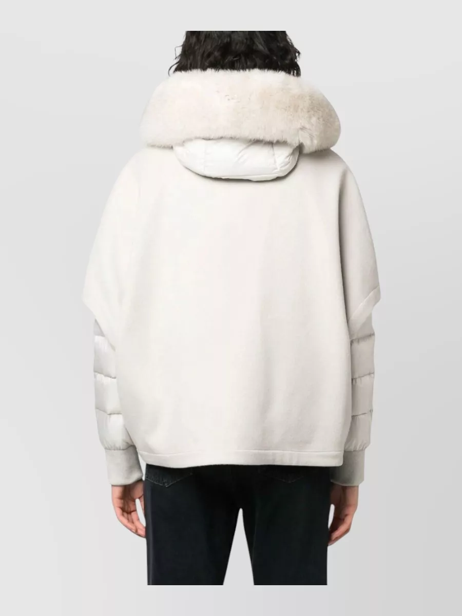 Moorer Virgin Wool Layered Faux Fur Trimmed Hood Puffer Jacket