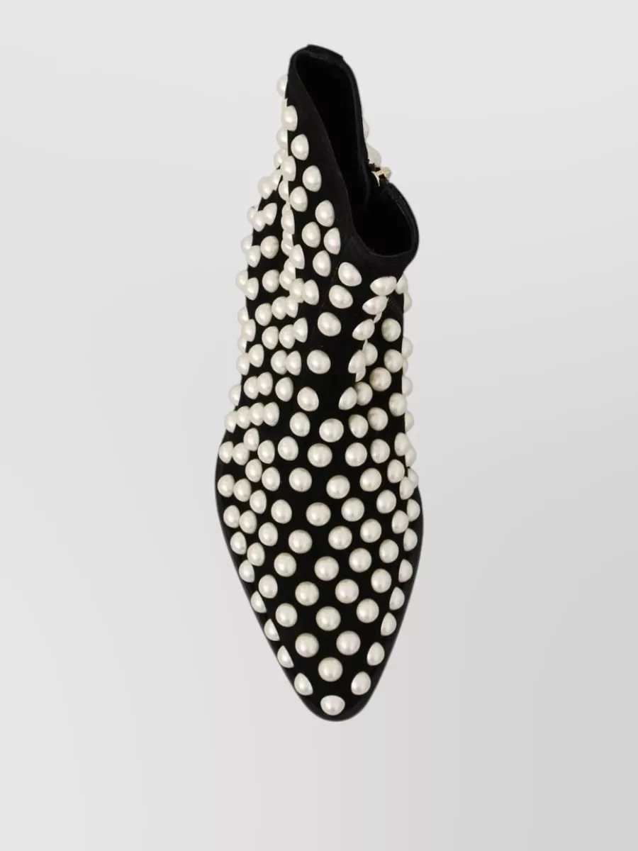 Dolce&Gabbana Suede Pearl Studded Ankle Boots