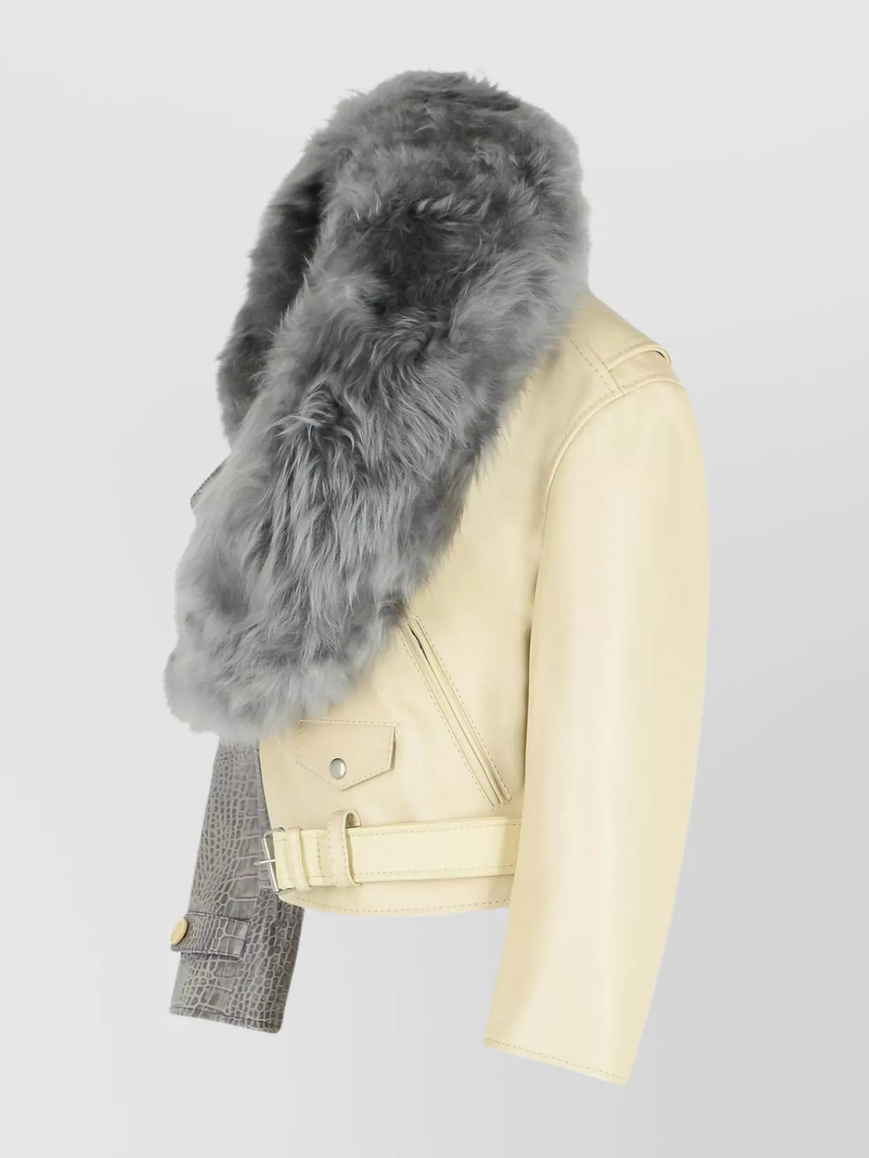 Marni Asymmetric Crocodile Texture Jacket Belt In Neutral