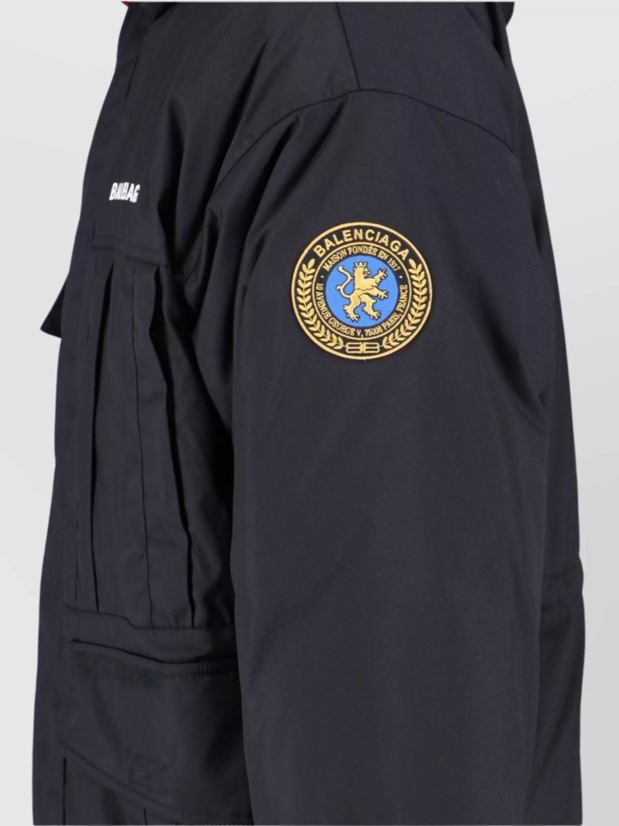 Balenciaga Casual Jacket With Fur Trim And Patch Detail