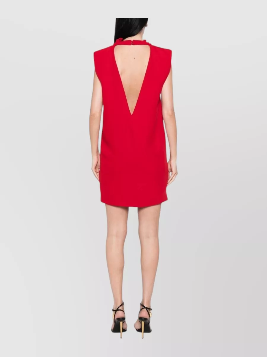 Valentino Silk Draped V-Neck Sleeveless Mini Dress