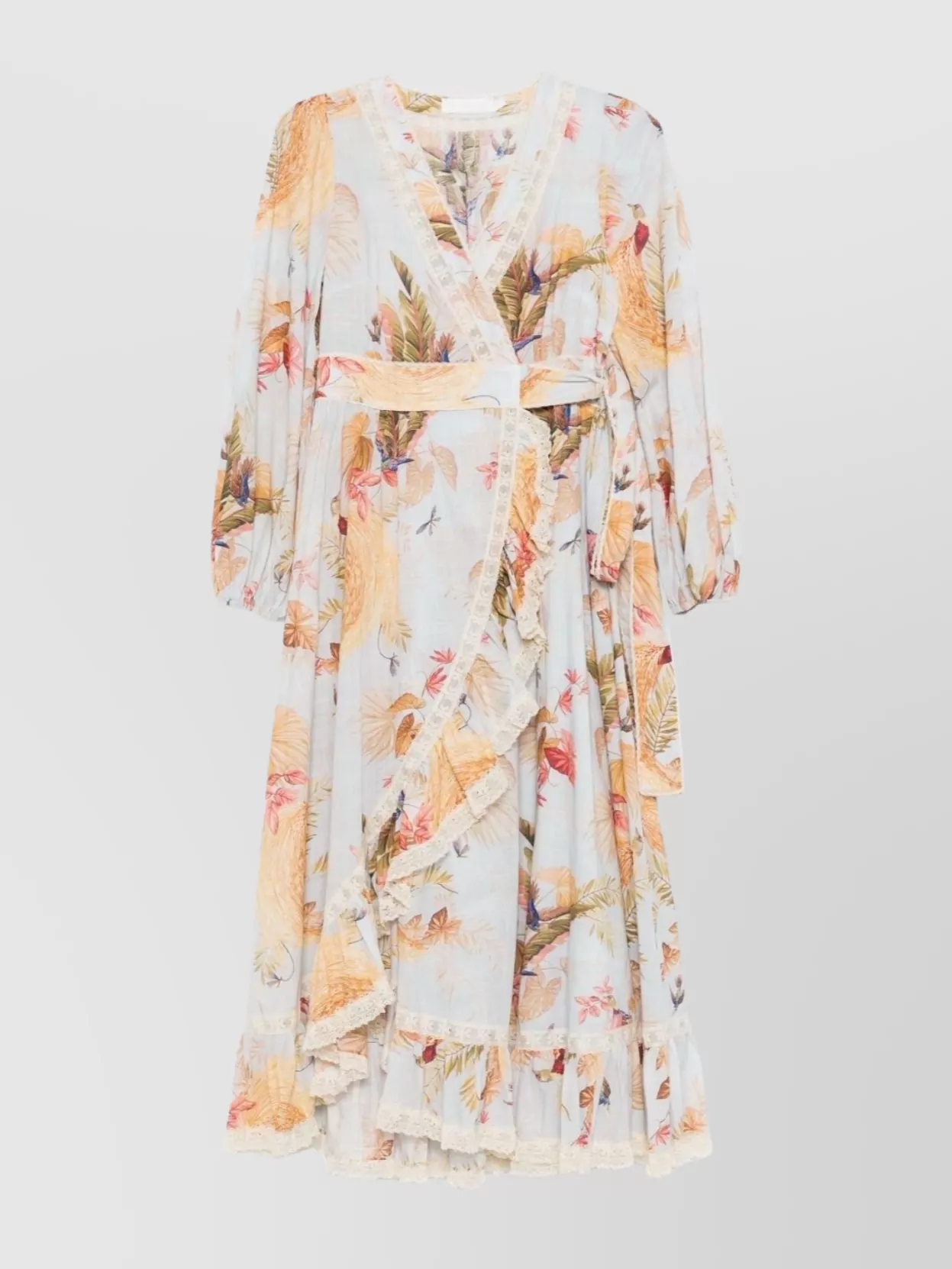 Zimmermann Floral Midi Dress Belted Waist