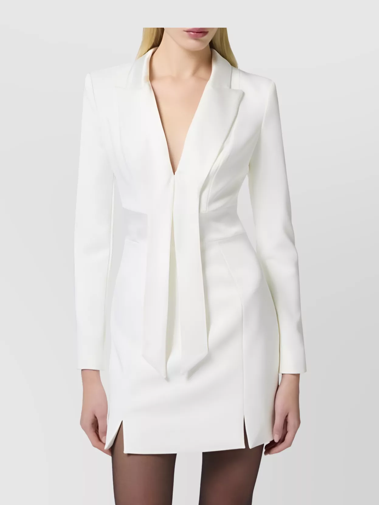 Elisabetta Franchi V-neck Slit Sleeves Pads In White