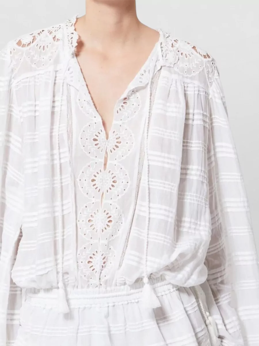 Isabel Marant Etoile Preya Short Cotton Dress Lace Ruffles