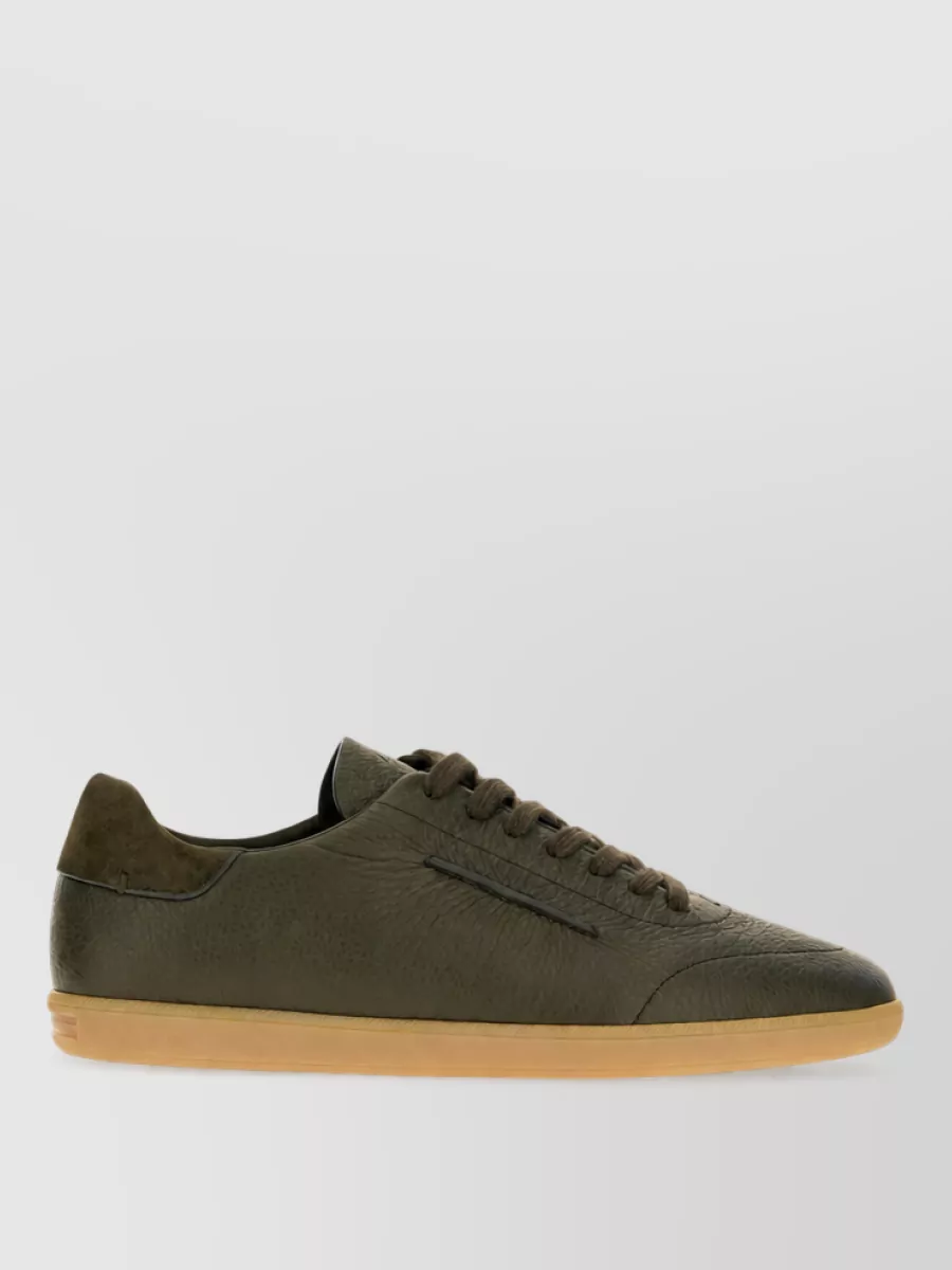 Zegna Leather Lace-Up Sneakers