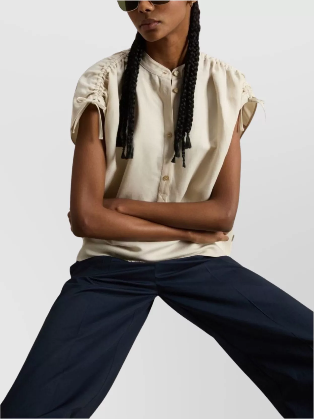 Woolrich Casual Sleeveless Mandarin Collar Top