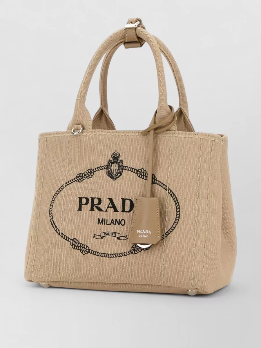 Prada Canvas Small Jardinière Shoulder Bag Top Handles