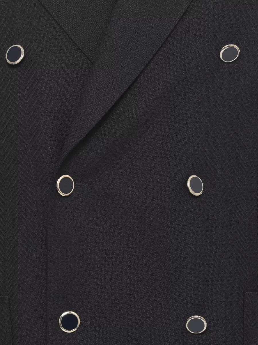 Lardini Wool Double Breasted Blazer Peak Lapel