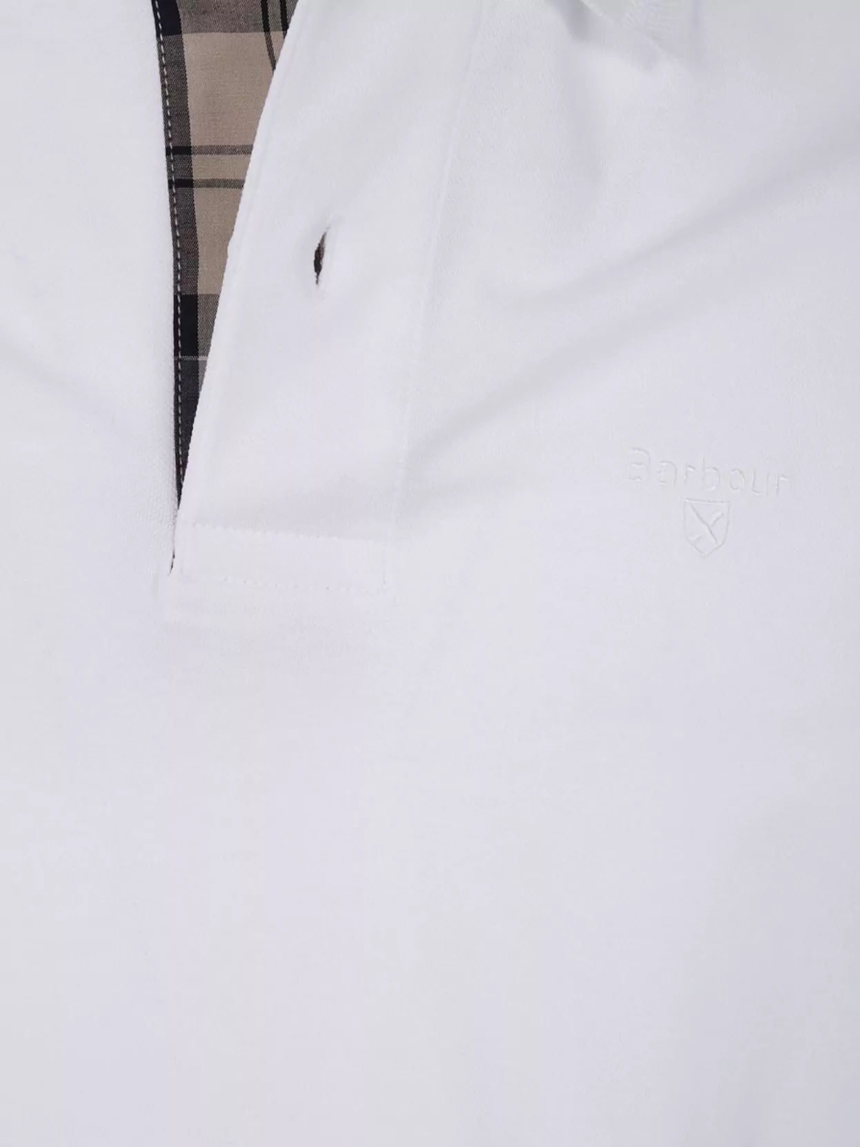 Barbour Collared Checkered Polo Shirt With Short Sleeves In White