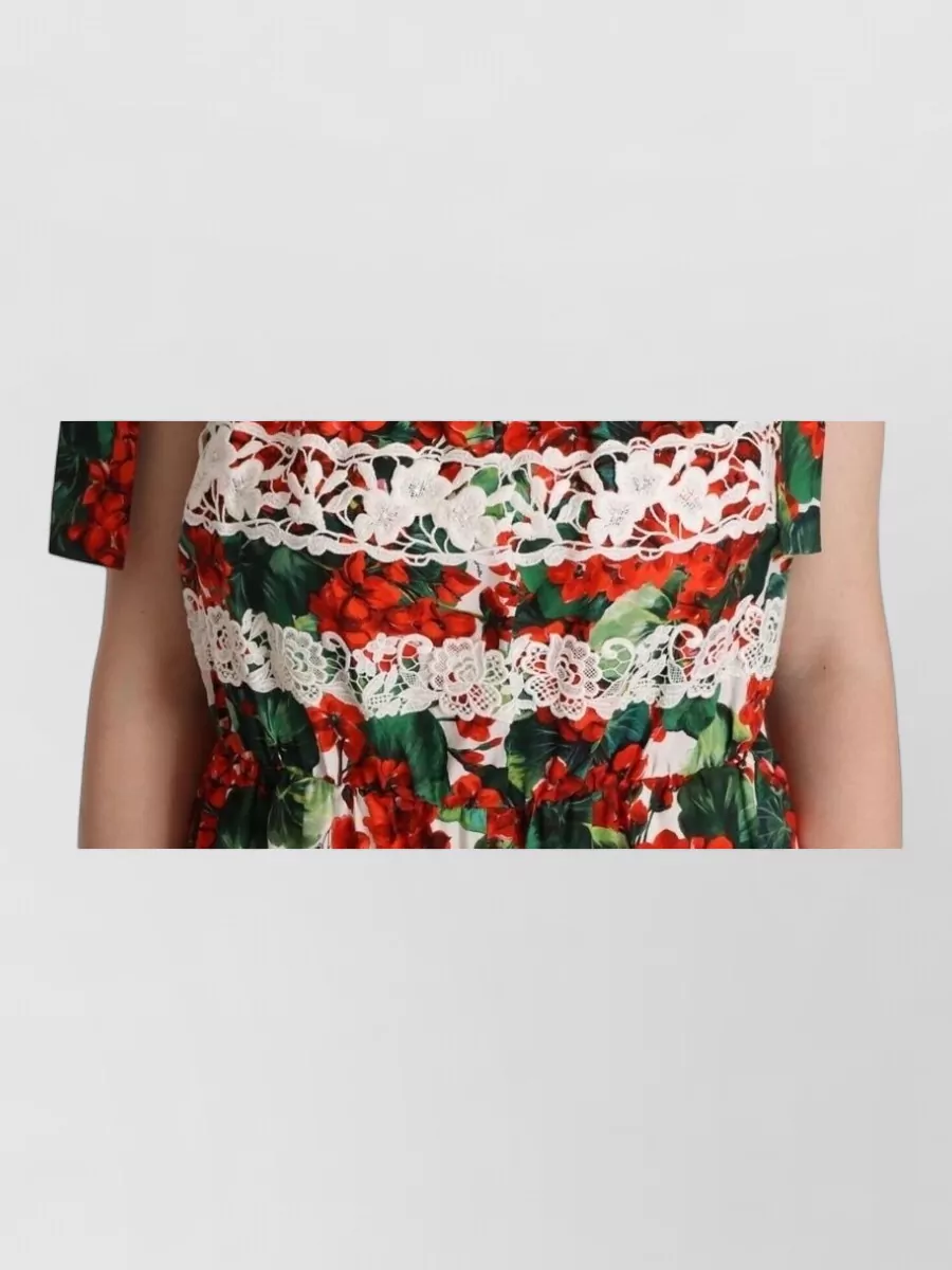 Dolce&Gabbana Cotton Floral Print Lace Sleeveless Maxi Dress