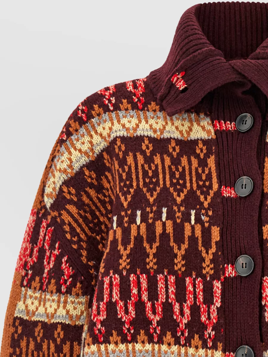 Dries Van Noten Wool Cashmere Jacquard Cardigan