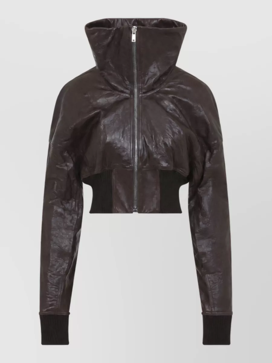 Rick Owens Lamb leather cropped bomber jacket