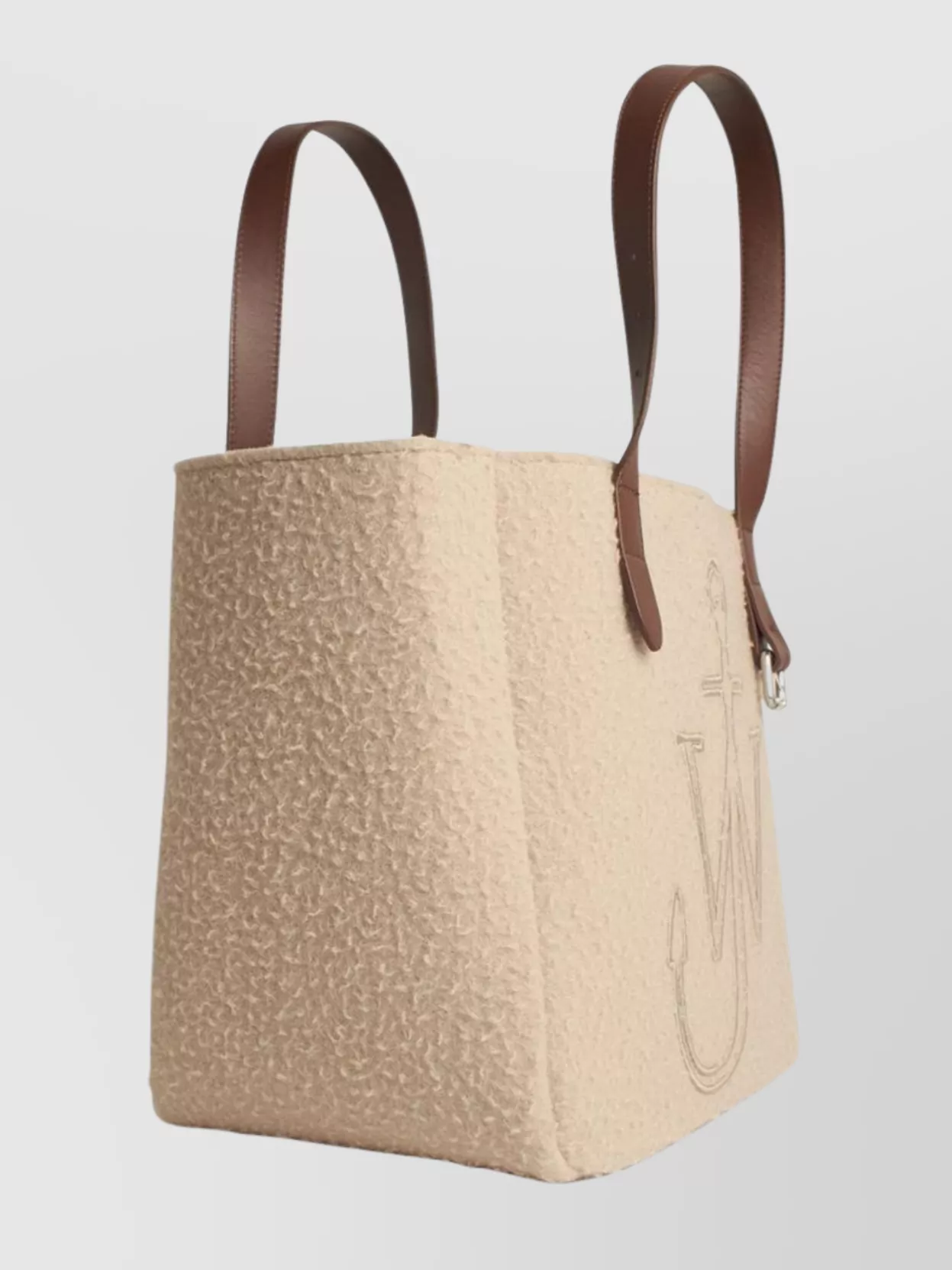 Jw Anderson Belt Tote Beige Boiled Wool Shoulder Bag