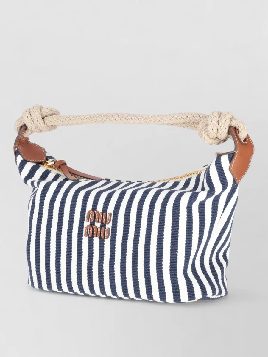 Miu Miu Na Embroidered Canvas Shoulder Bag