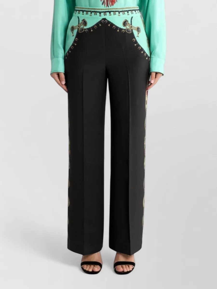 Etro Silk Printed High-Rise Wide-Leg Trousers