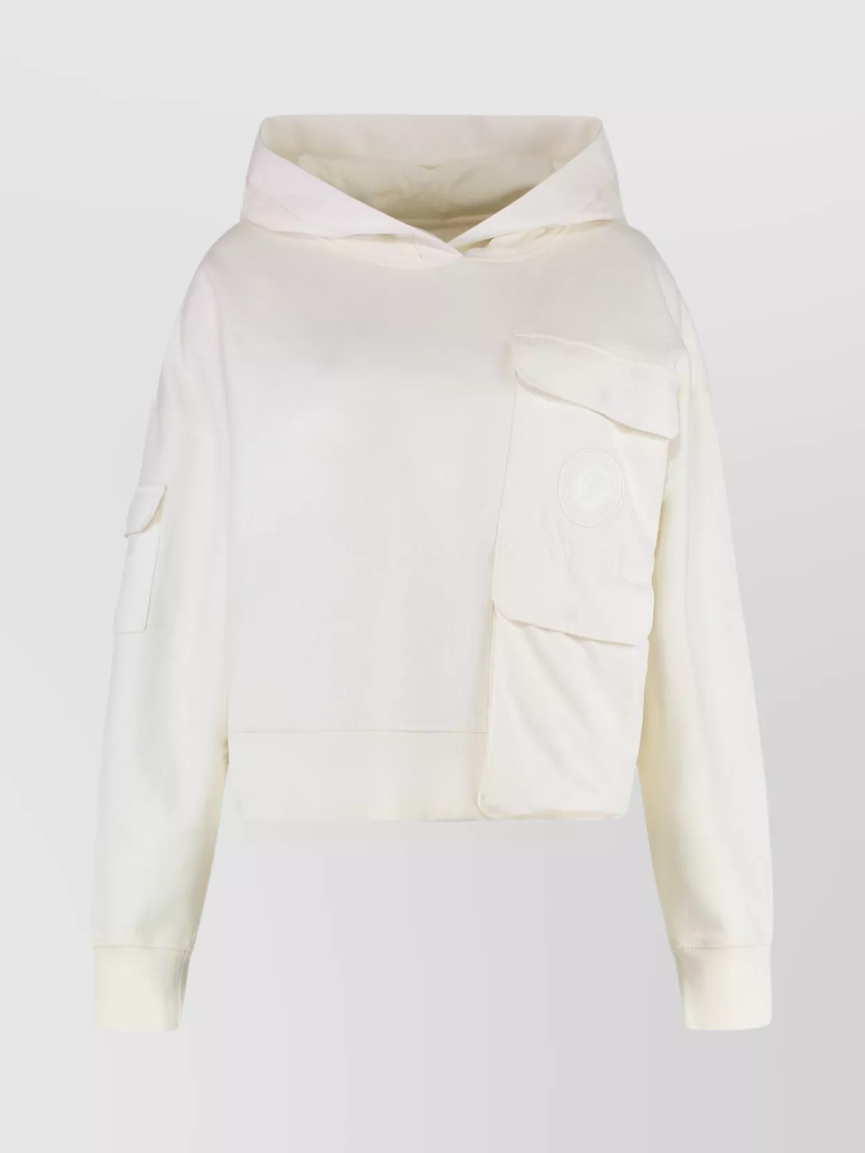 Canada Goose Cotton Hoodie With Front Pocket And Hood In Neutral