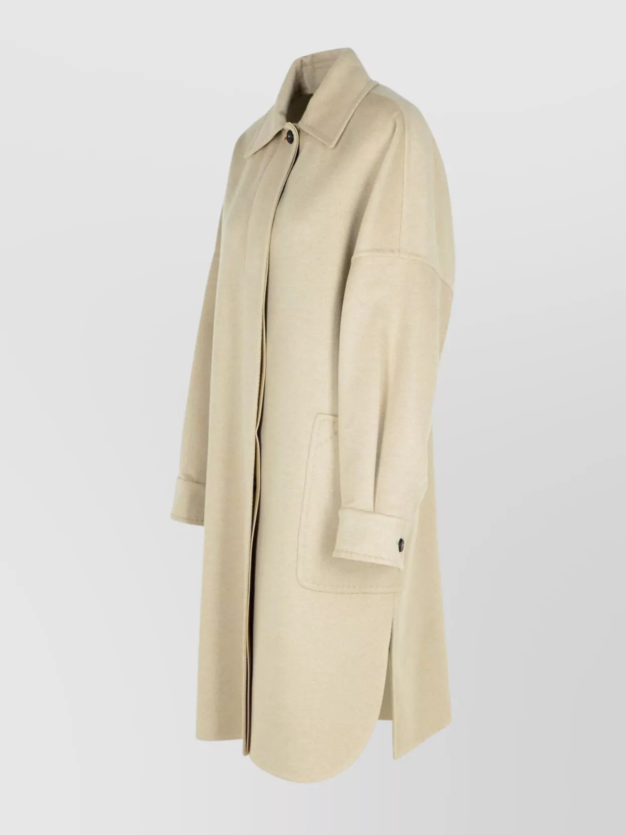 Max Mara 'Baruffa' Cashmere Coat With Notched Lapels And Side Pockets