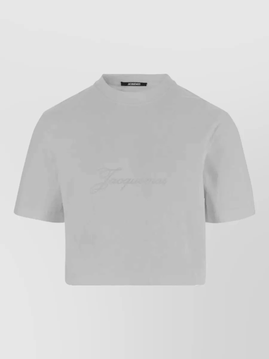 Jacquemus Cropped Embroidered Logo Cotton T-Shirt