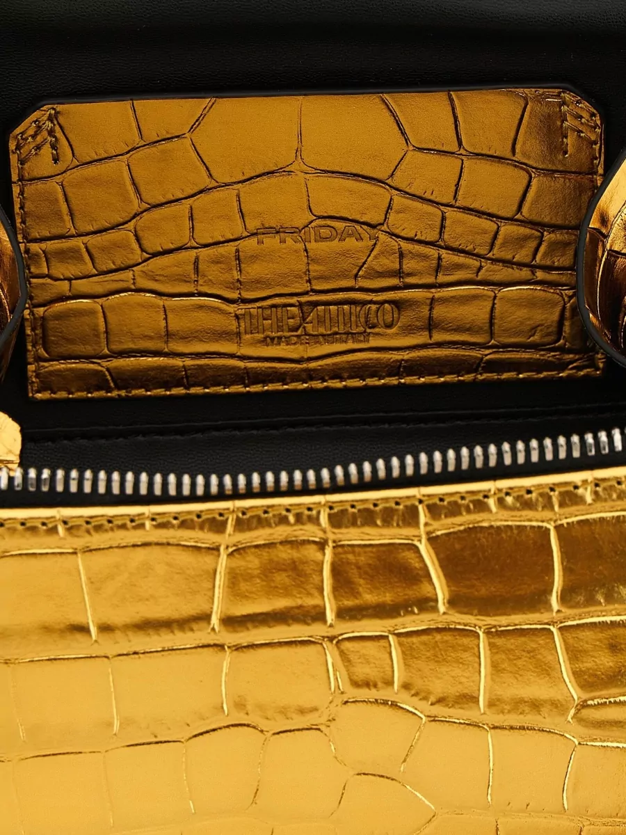 The Attico Friday Mini Leather Crocodile-Effect Top Handle Bag
