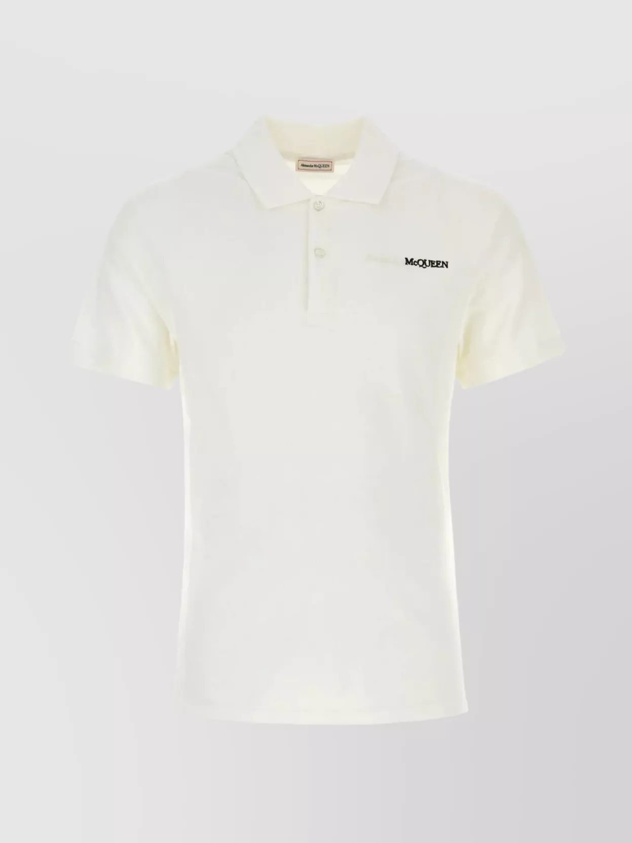 Shop Alexander Mcqueen Cotton Polo With Hemline Slits And Ribbed Accents In Beige