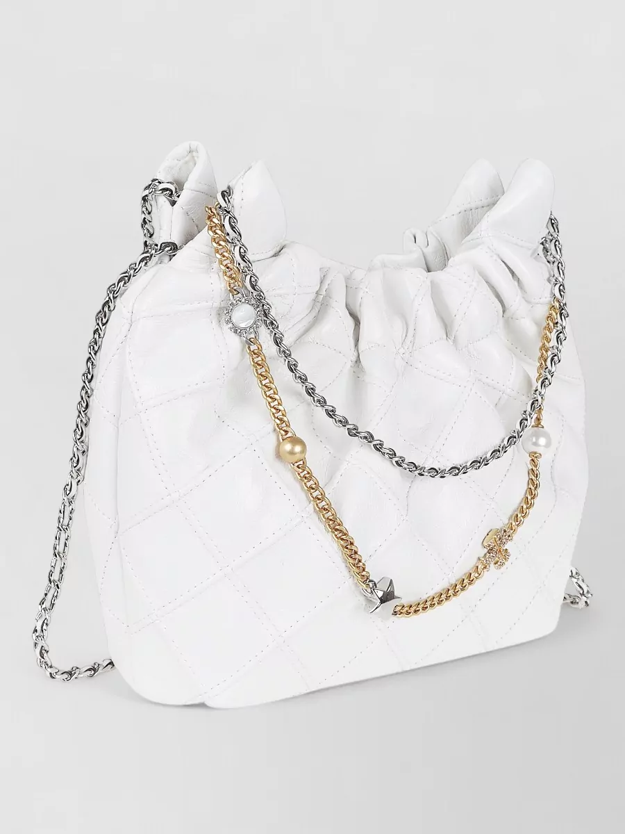 Tory Burch Fleming Mini Hobo Bag Chain Pearls