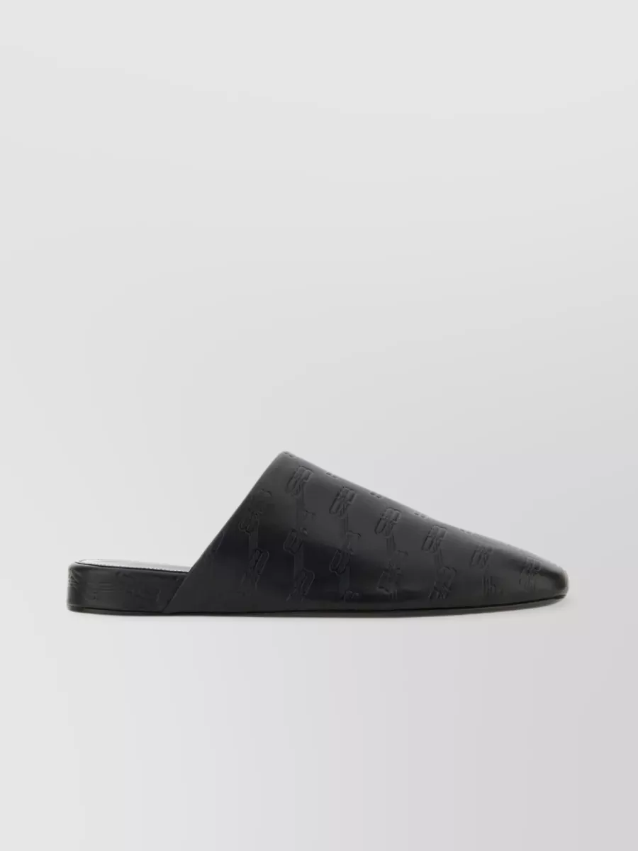 Shop Balenciaga Leather Slippers With Square Toe And Open Back In Black