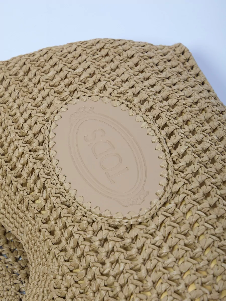 Tod's Medium Raffia Crochet Beach Tote Bag