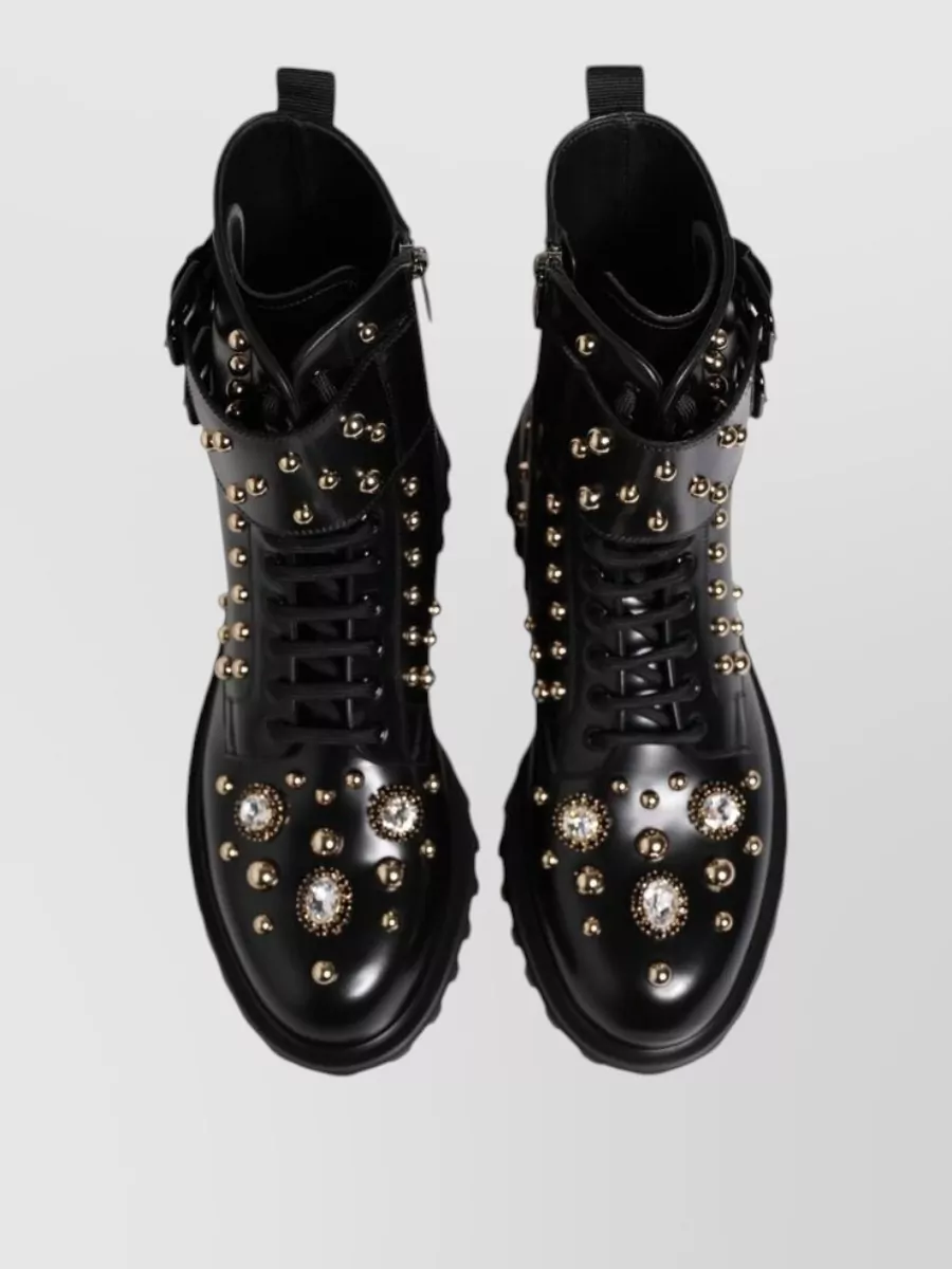 Dolce&Gabbana Studded Leather Combat Boots