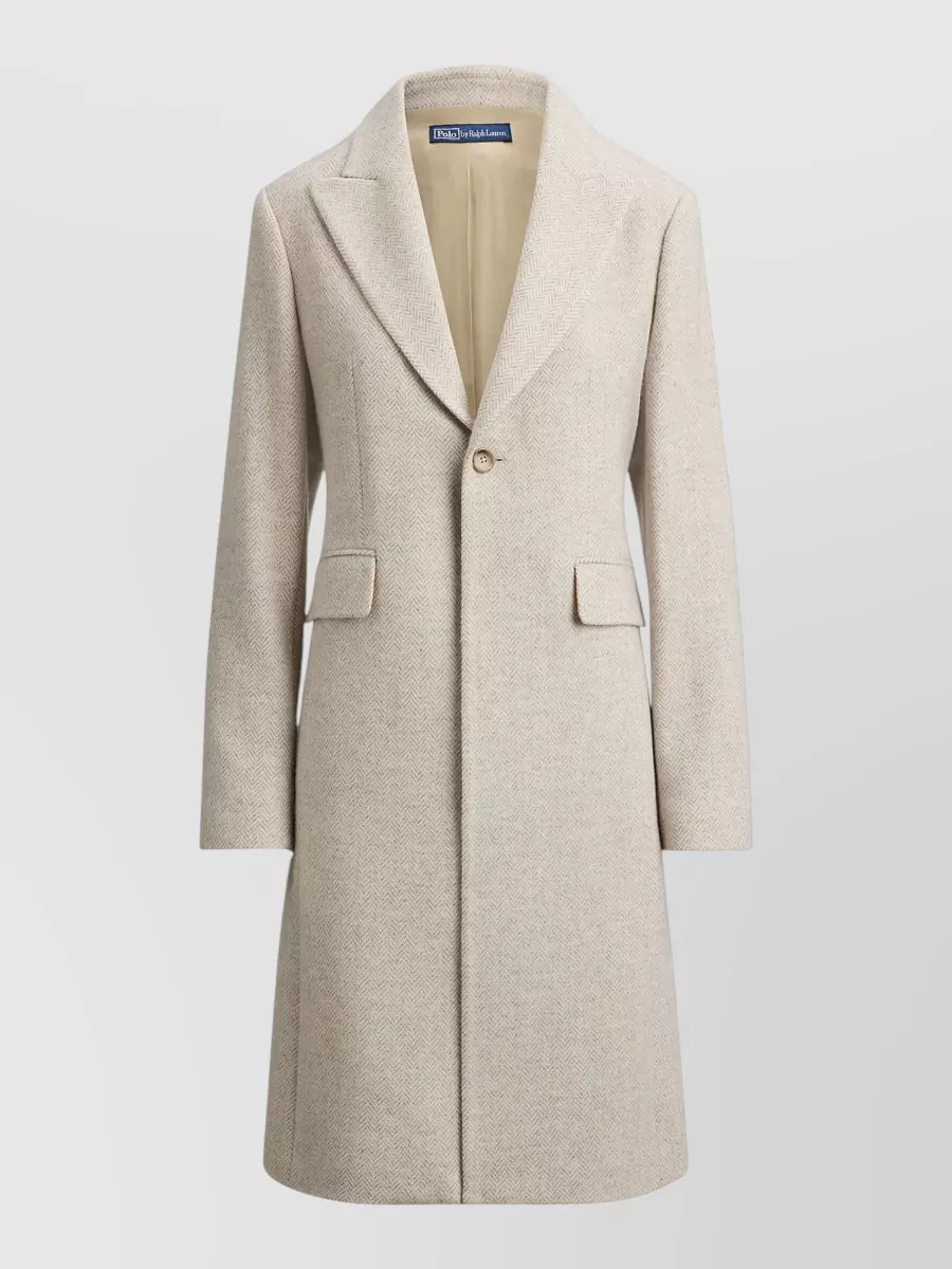 Ralph Lauren Logo Wool Coat Featuring Flap Pockets