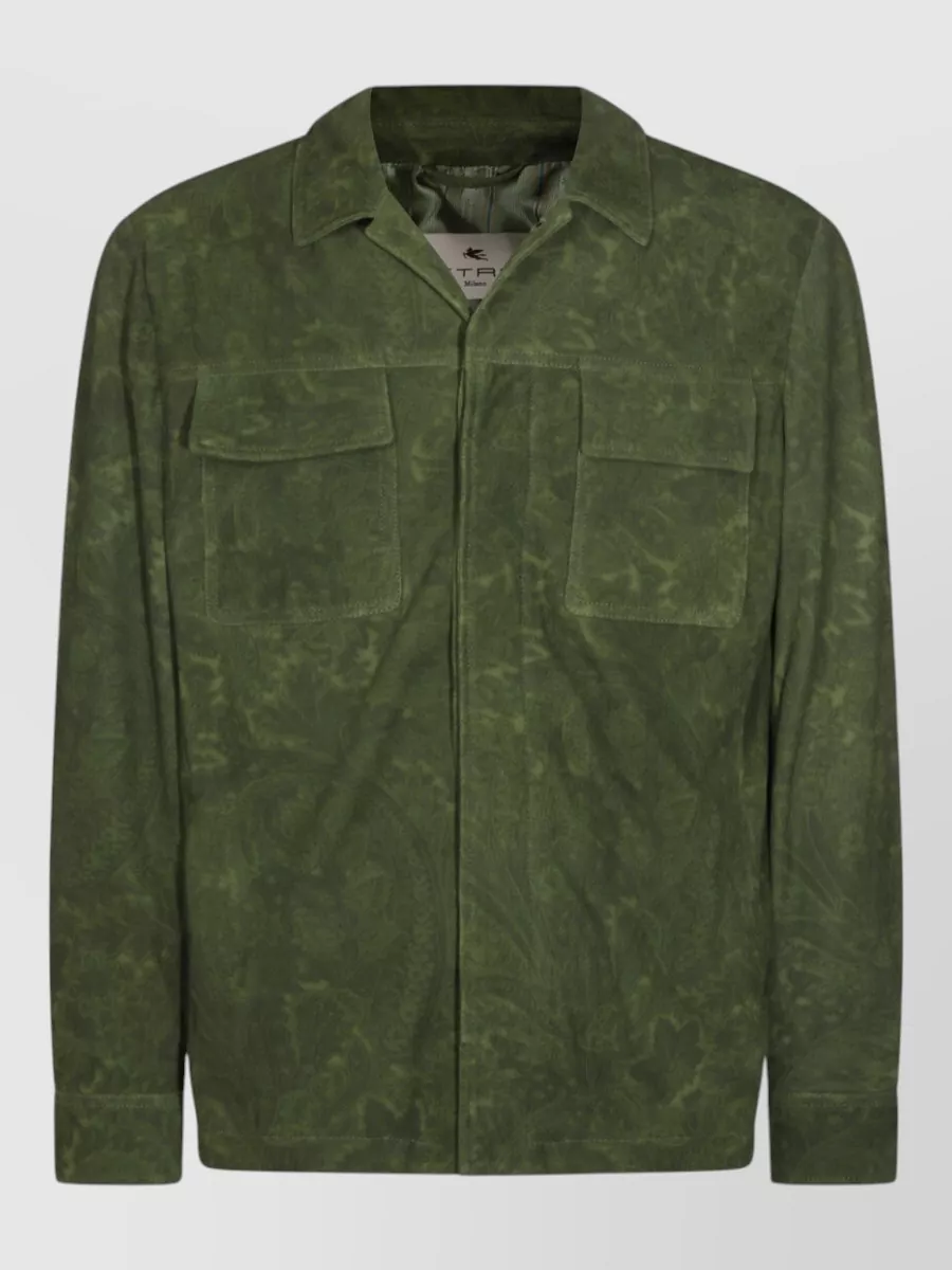 Etro Leather jacket collared design front pockets