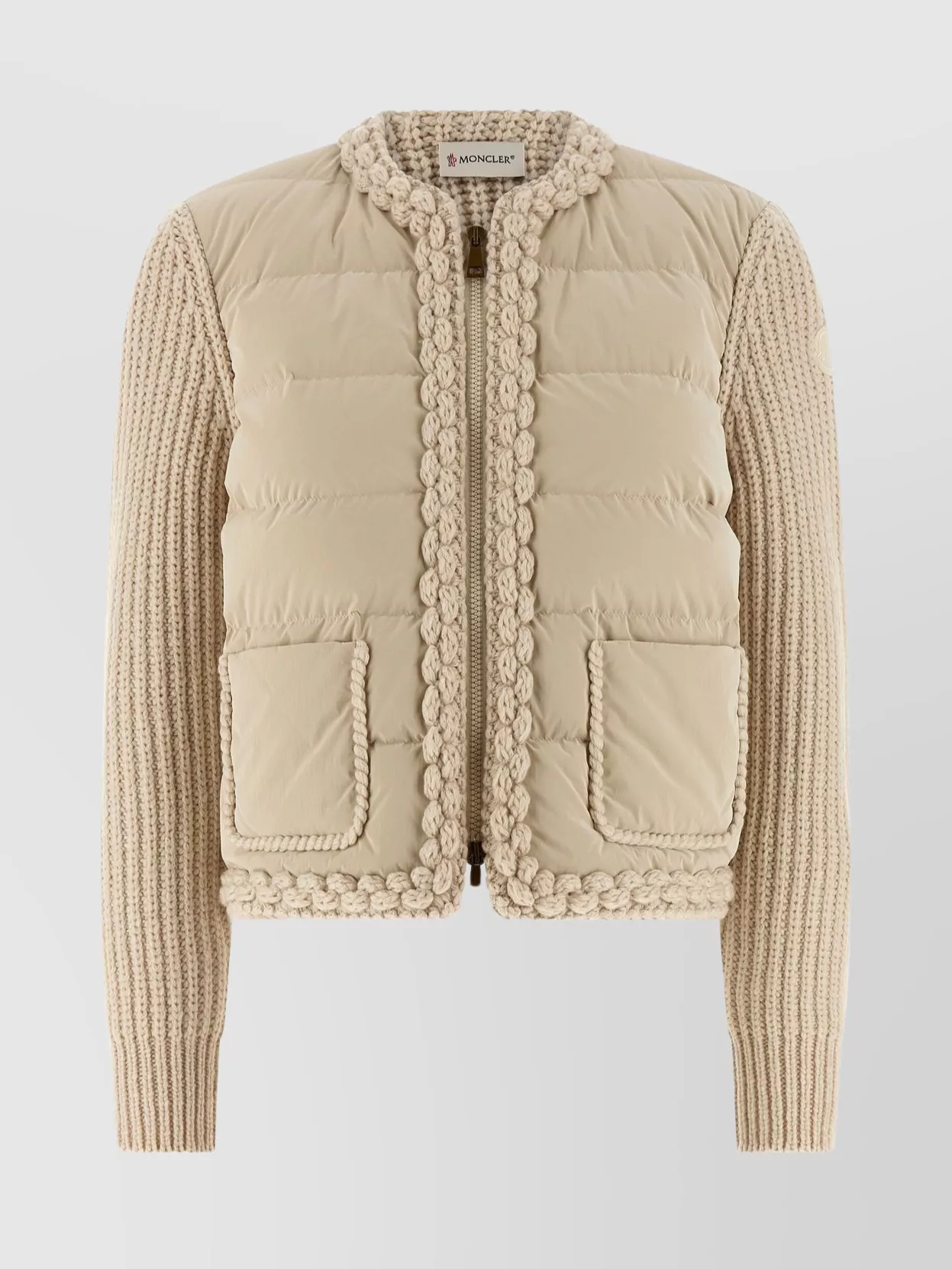 Moncler Padded Cardigan Sweaters And Cardigans Beige In Neutral