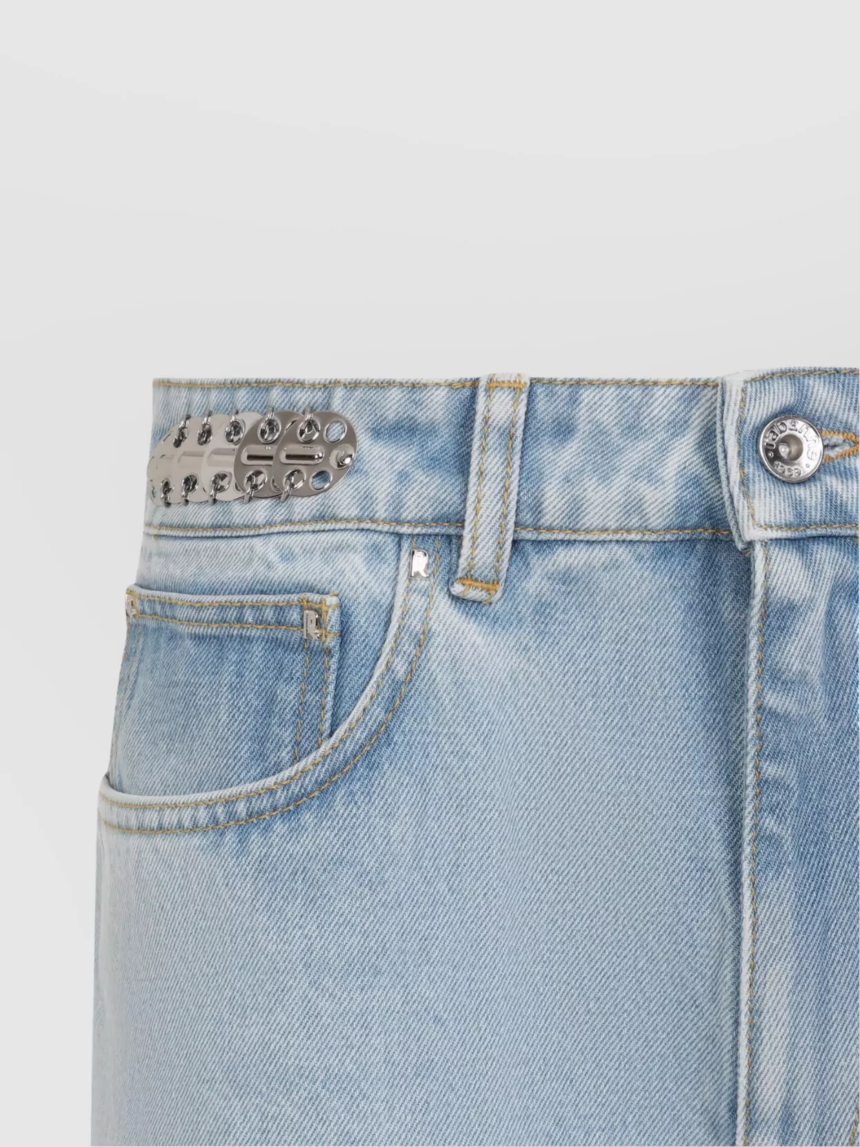 Paco Rabanne Flared Leg Denim Trousers With Metallic Accents