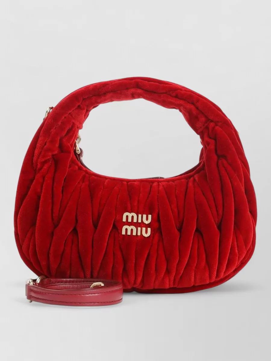 Miu Miu Mini Velvet Handbag Matelasse Handle Strap