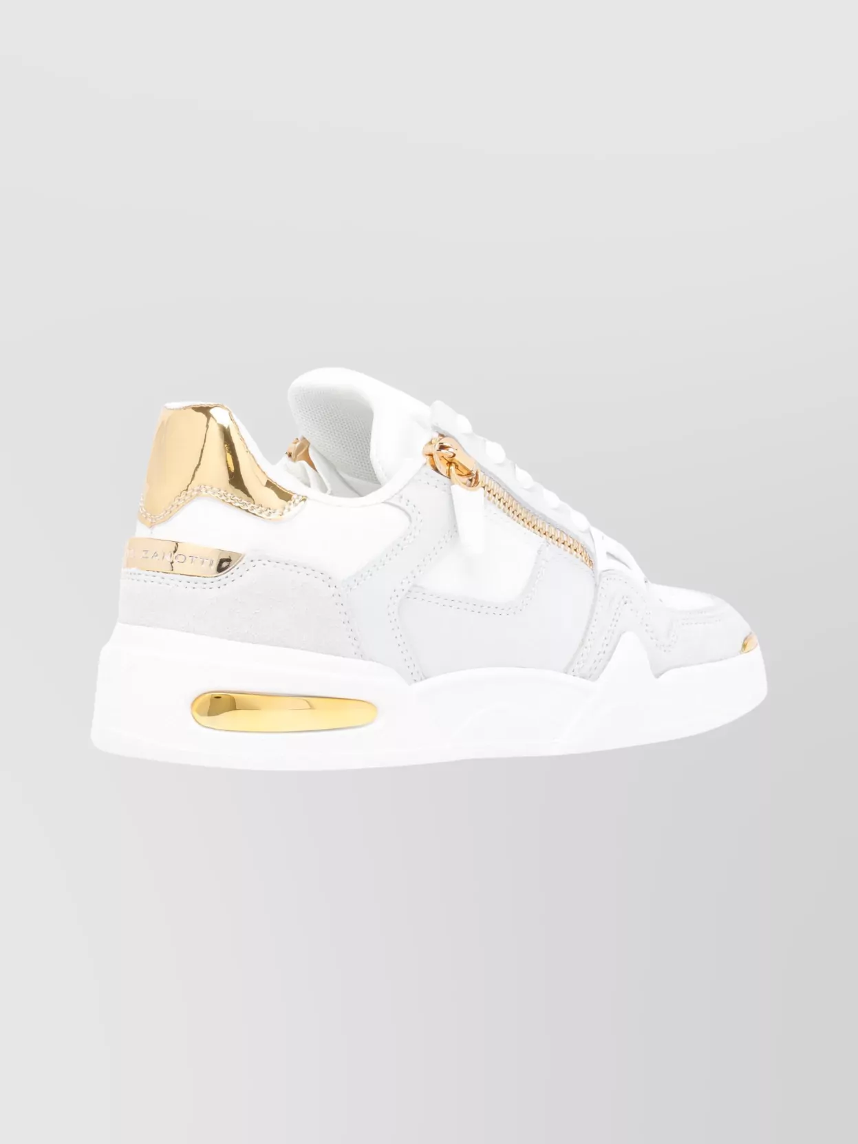 Giuseppe Zanotti Round Toe Leather Sneakers Featuring Gold Accents