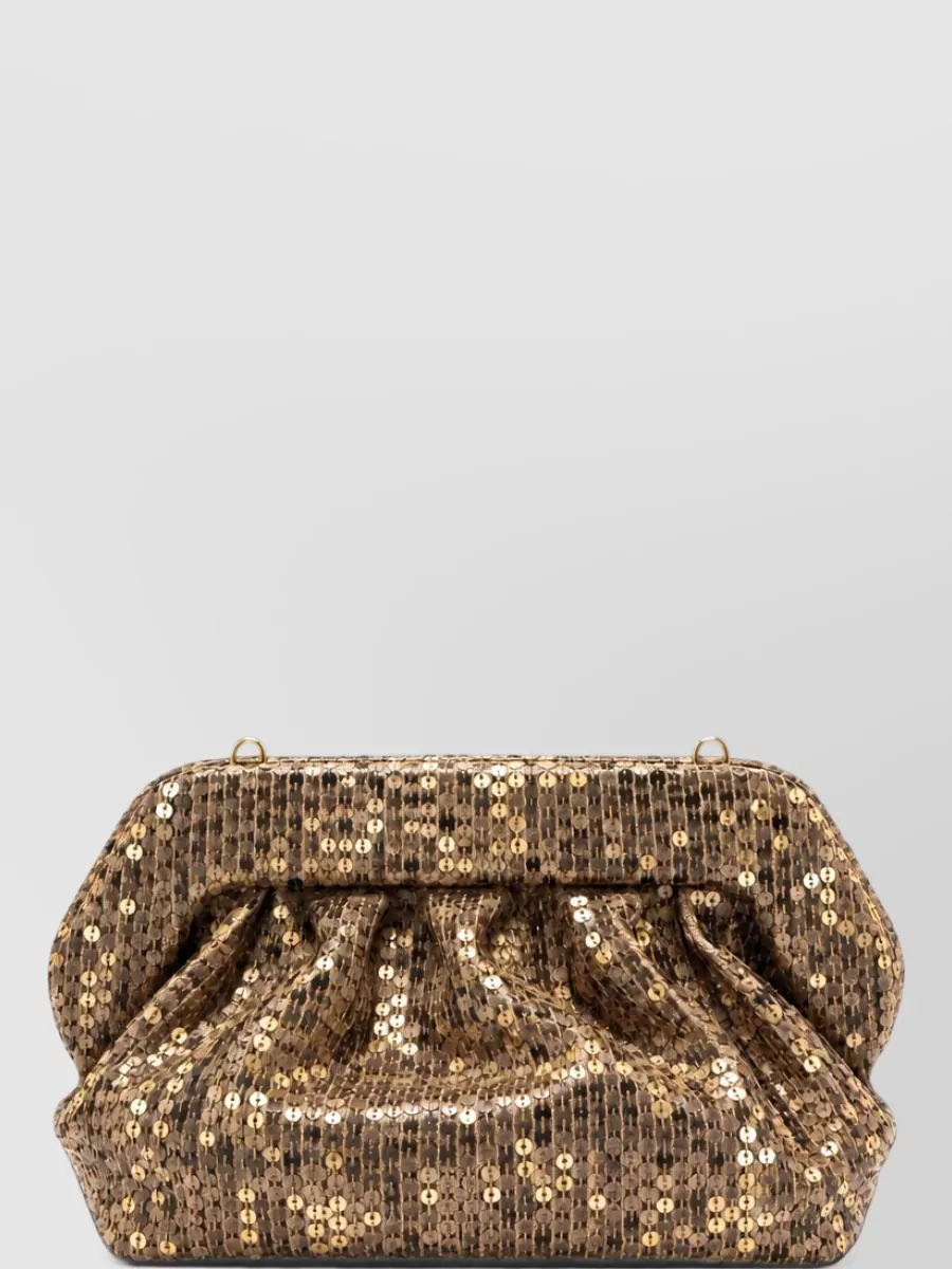 Themoiré bios small hemp fringe sequin clutch bag