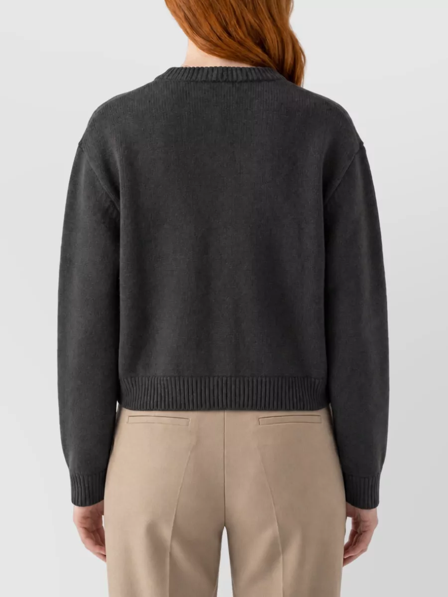 Lisa Yang Cashmere Ribbed Crew Neck Long-Sleeve Fitted Jacket