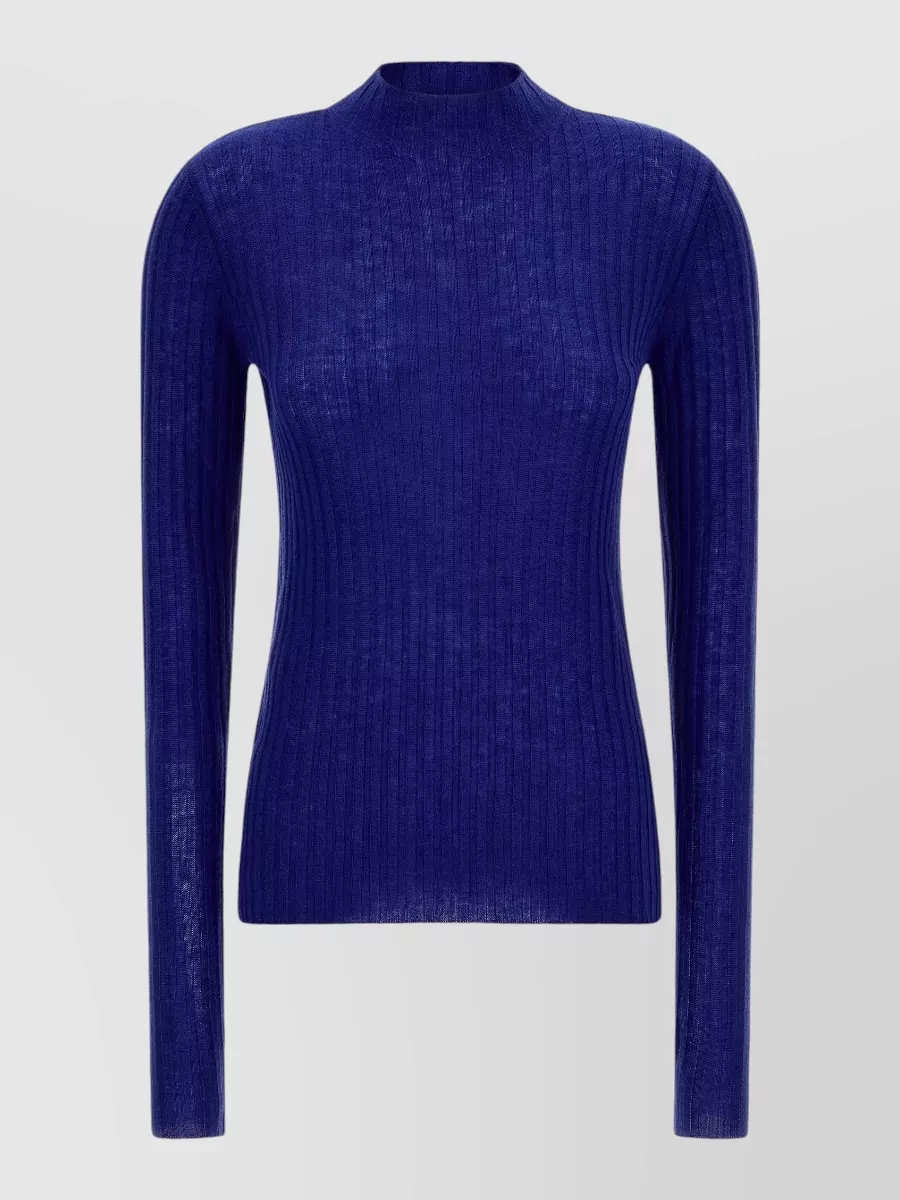 Pinko Wool Ribbed Mock Neck Sweater