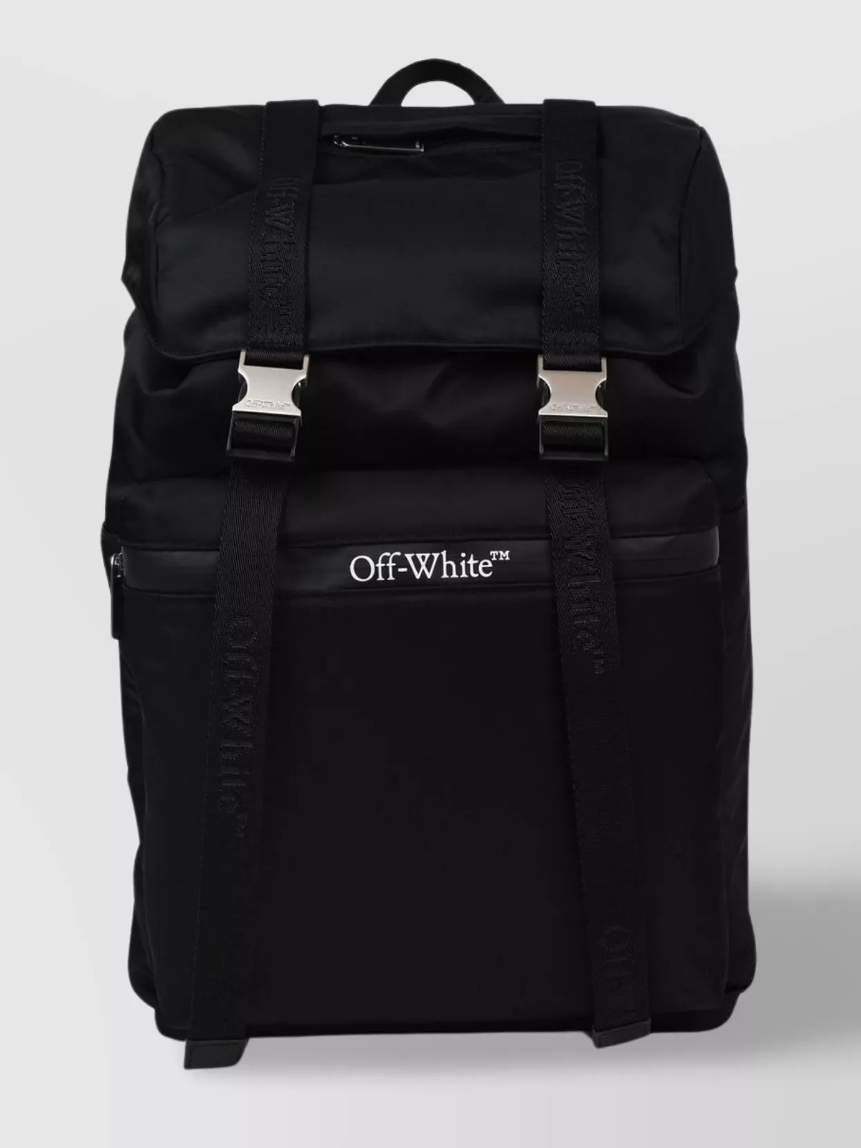 Off-white Fabric Backpack With Front Zip Pocket