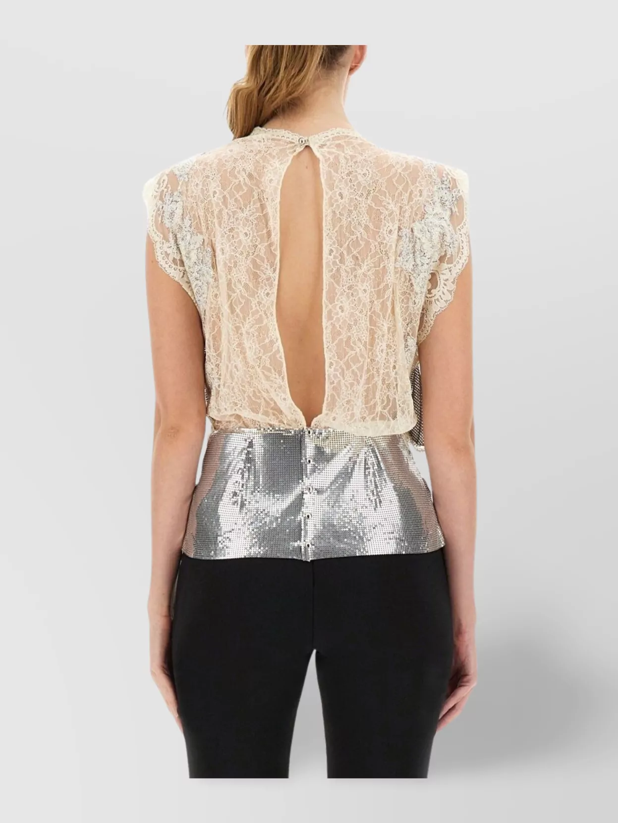 Paco Rabanne Keyhole Back Lace And Sequin Top