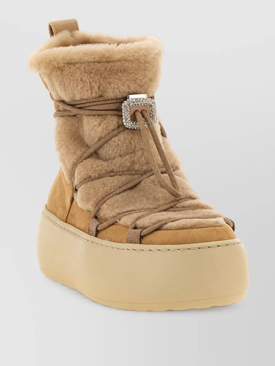 Roger Vivier leather fur-trim ankle boots