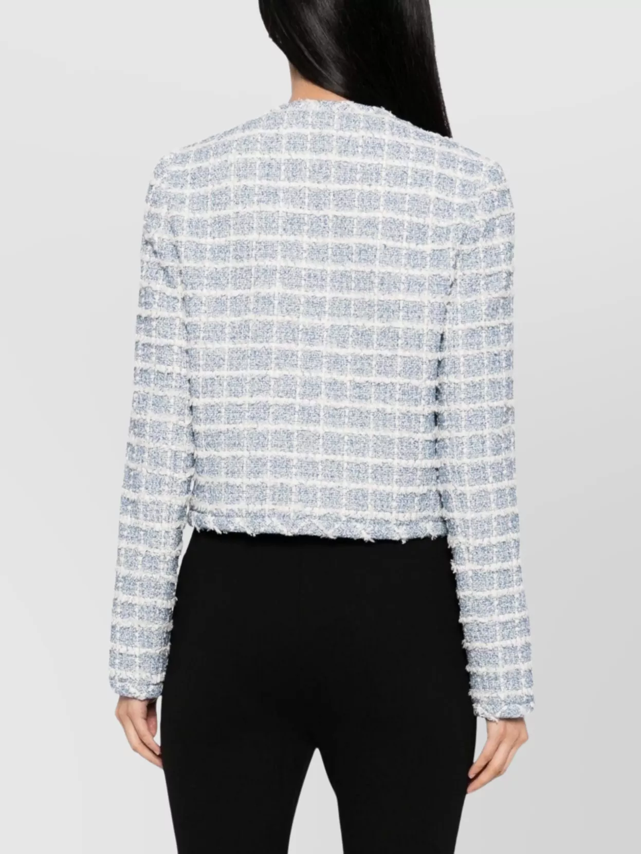 Versace Tweed Jacket With Frayed Edges And Pockets