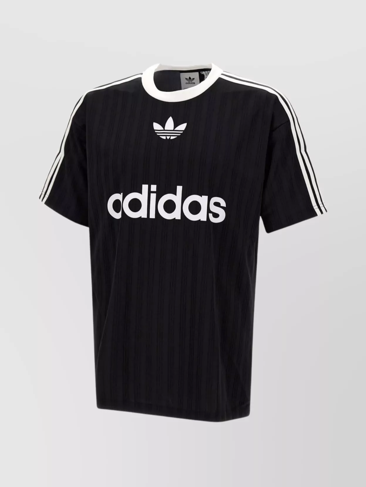 Adidas Originals Striped Pattern Oversized Football Shirt In Black