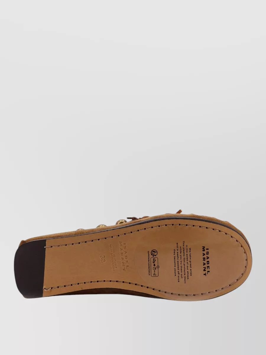 Isabel Marant Suede Loafers Metal Bow Eyelet Studs