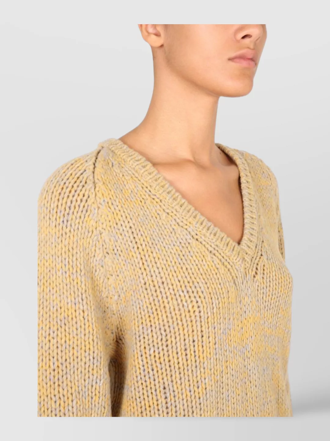 Shop Aspesi Textured Knit V-neck Sweater With Long Sleeves
