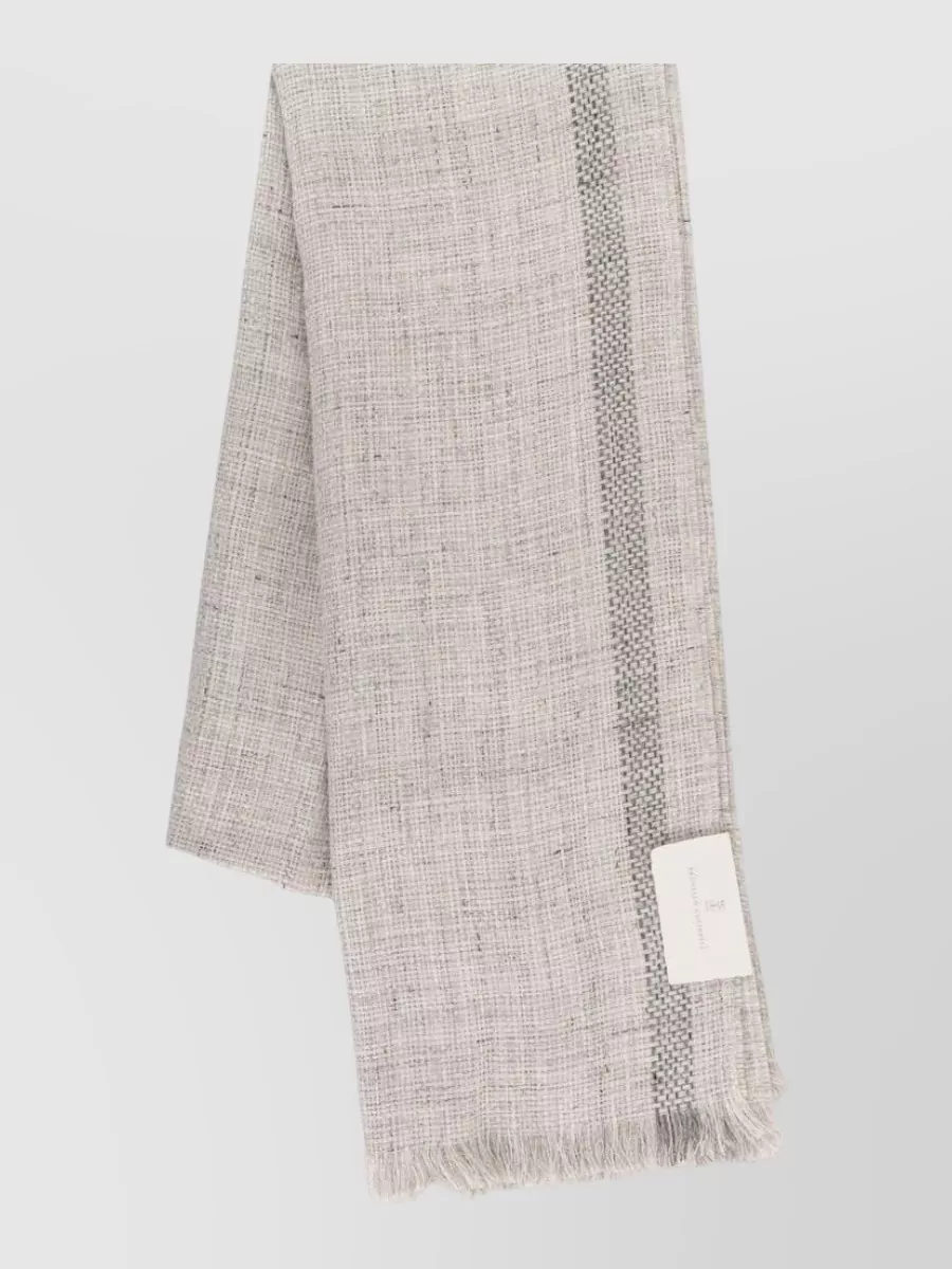 Brunello Cucinelli linen fringed scarf