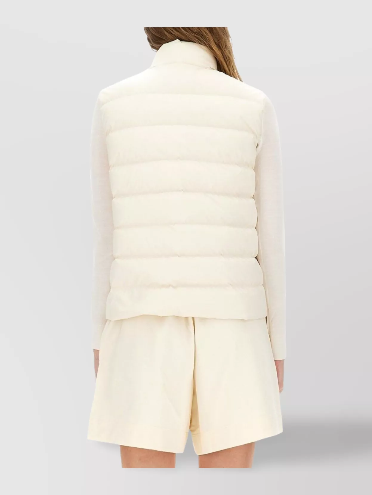 Moncler Padded Vest With High Collar And Pockets In White